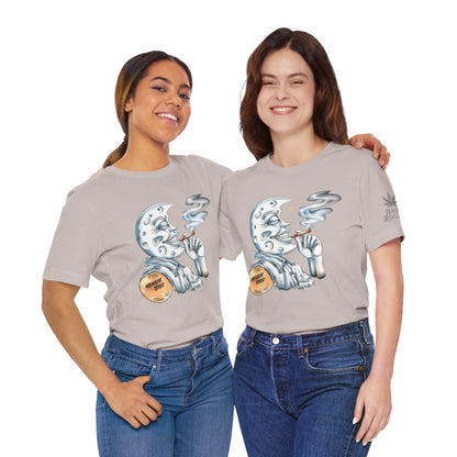 Midnight Toker Moon Tee - Celestial Cannabis Art Design | High Roller