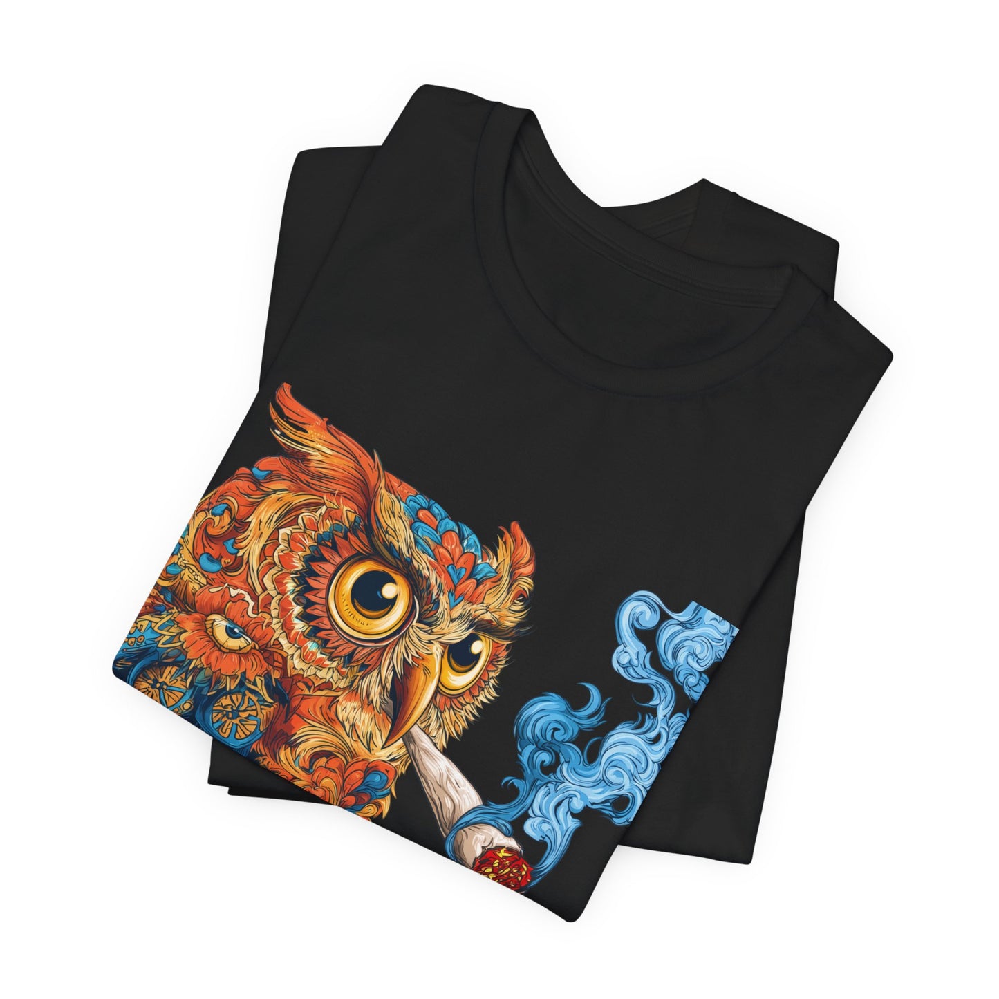 Baroque Owl Tee - Premium Airlume Cotton Cannabis Culture Ornate Bird Art