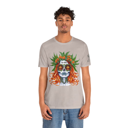 Sugar Skull Goddess Tee - Premium Airlume Cotton Cannabis Culture Day of Dead Art
