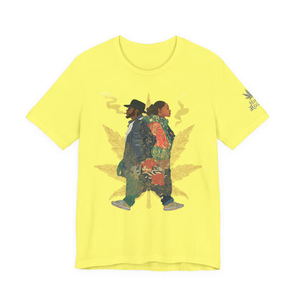 High Roller Back to Back Cannabis T-Shirt - Premium 420 Hip-Hop Duo Golden Leaf Street Culture Partnership Unity Apparel