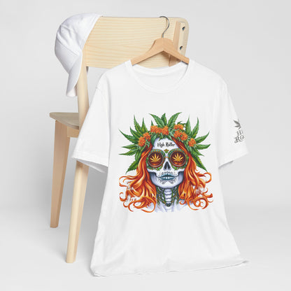 Sugar Skull Goddess Tee - Premium Airlume Cotton Cannabis Culture Day of Dead Art
