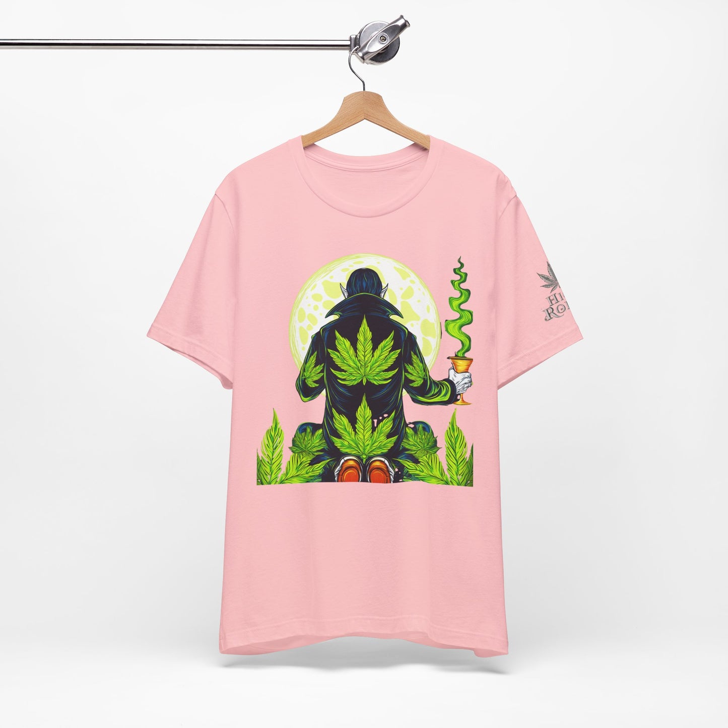 Luxury Gothic Cannabis Vampire T-Shirt - Premium Dark HIGH ROLLER Streetwear - Elevated Nocturnal 420 Fashion