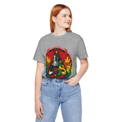 High Roller Sacred Buddha Cannabis T-Shirt - Premium 420 Spiritual Meditation Enlightenment Botanical Artistry Apparel