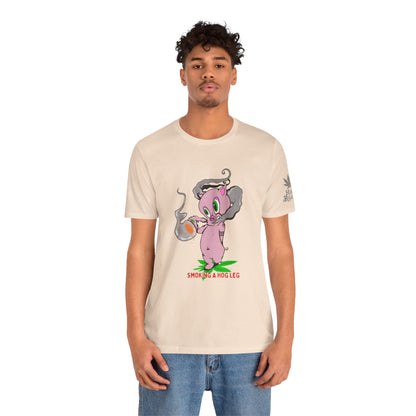 Smoking Hog Leg Pink Pig Tee - Premium Airlume Cotton Cannabis Culture Art