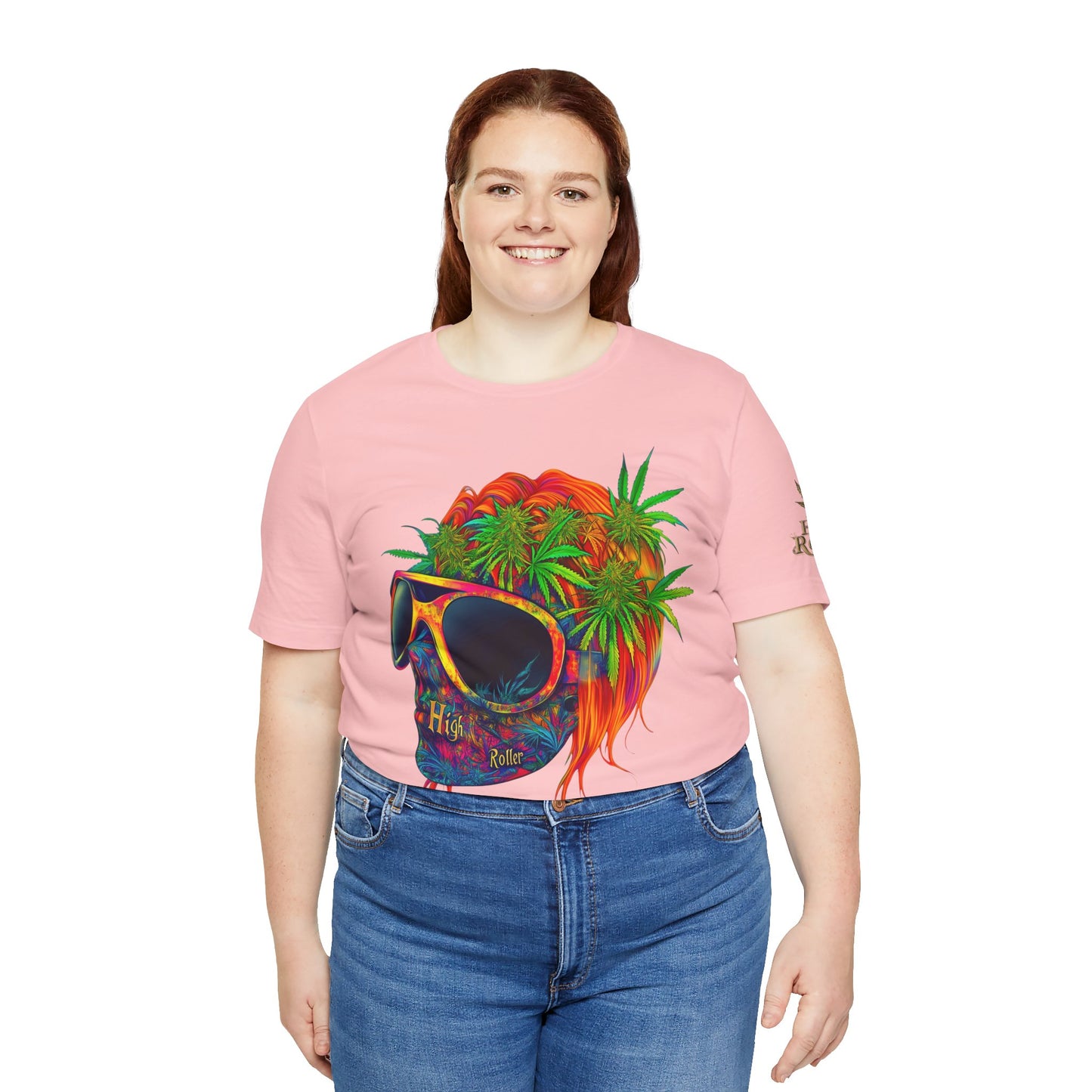 Tropical Cannabis Skull Tee - Paradise Vibes Art Design | High Roller