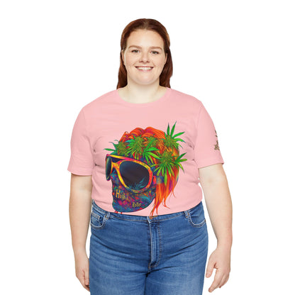 Tropical Cannabis Skull Tee - Paradise Vibes Art Design | High Roller