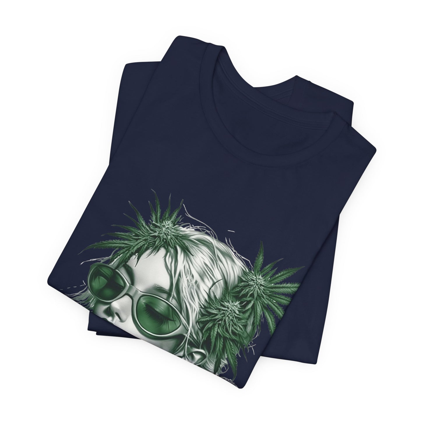 Green Queen T-Shirt - Premium Airlume Cotton Cannabis Crown Portrait Art Tee