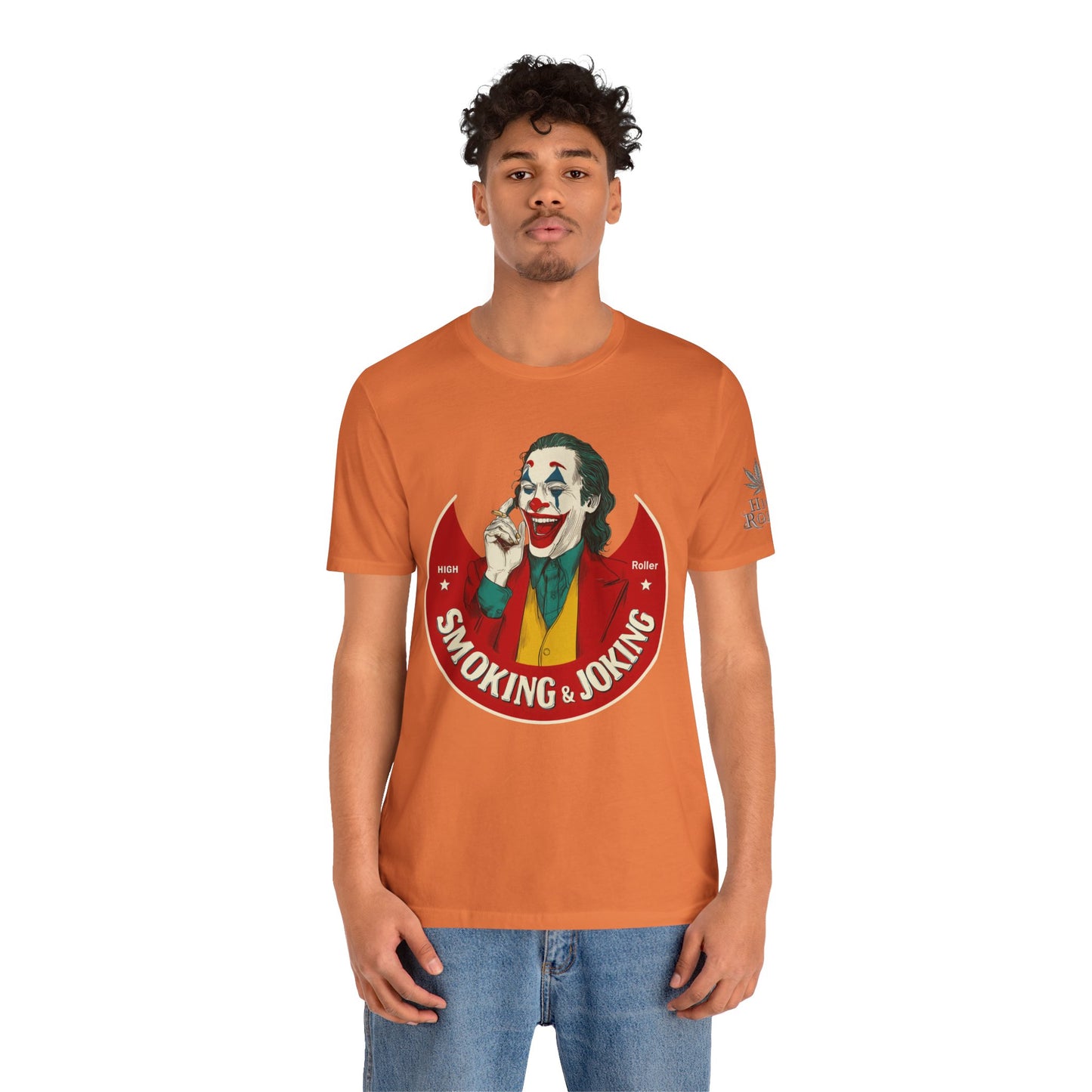 High Roller Villain T-Shirt - Premium Airlume Cotton Cannabis Joker Badge Art Tee