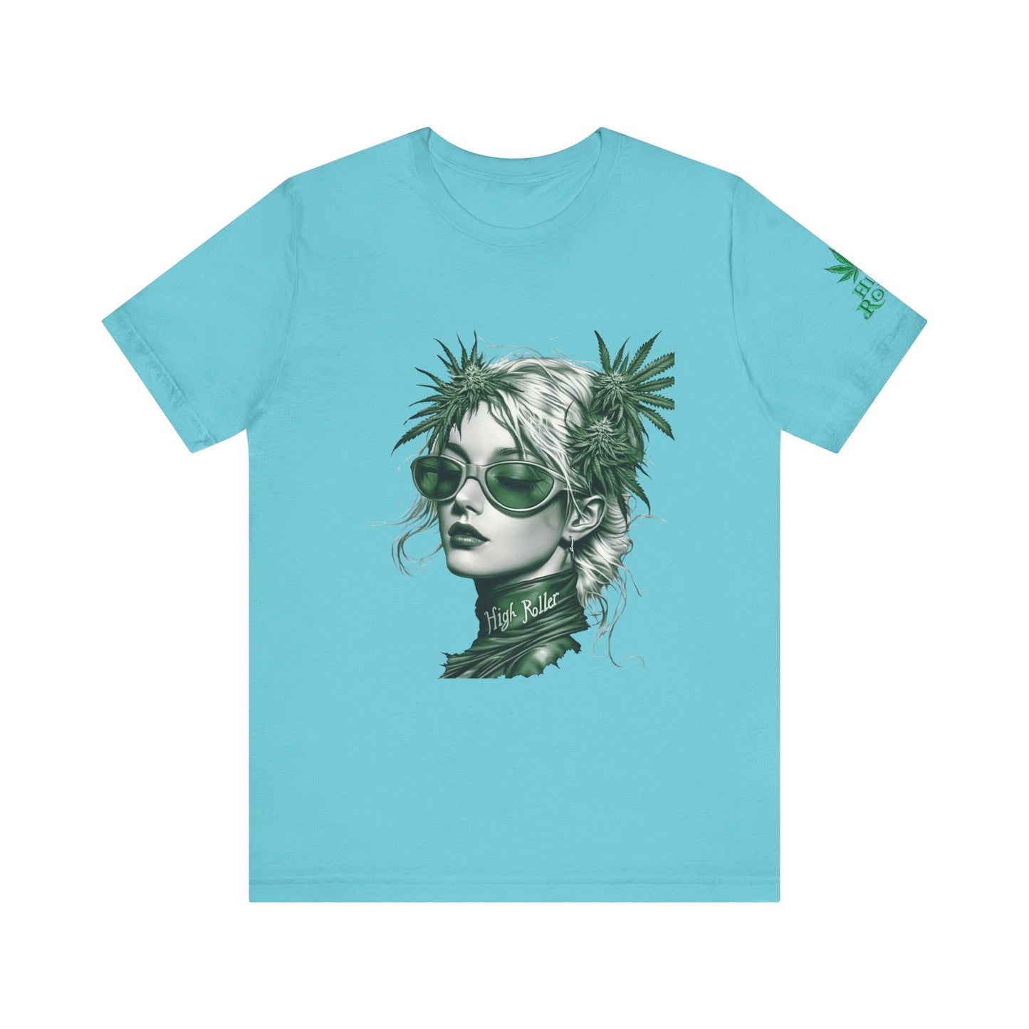 Green Queen T-Shirt - Premium Airlume Cotton Cannabis Crown Portrait Art Tee