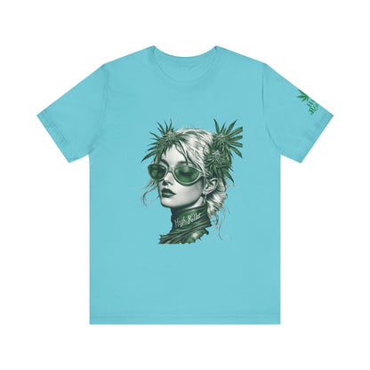 Green Queen T-Shirt - Premium Airlume Cotton Cannabis Crown Portrait Art Tee