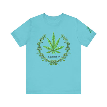 Cannabis Crest Wreath Tee - Botanical Elegance Art Design | High Roller