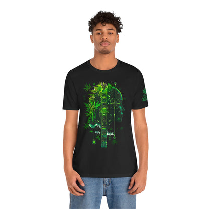 Digital Mind Tee - Premium Airlume Cotton Cannabis Culture Tech Art Matrix Design