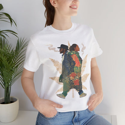 High Roller Back to Back Cannabis T-Shirt - Premium 420 Hip-Hop Duo Golden Leaf Street Culture Partnership Unity Apparel