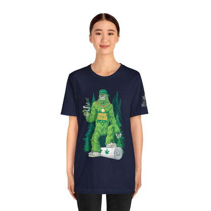 Bigfoot HIGH ROLLER Halloween Cannabis Forest T-Shirt - Premium Sasquatch Lifestyle Legend 420 Apparel