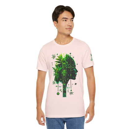Digital Mind Tee - Premium Airlume Cotton Cannabis Culture Tech Art Matrix Design