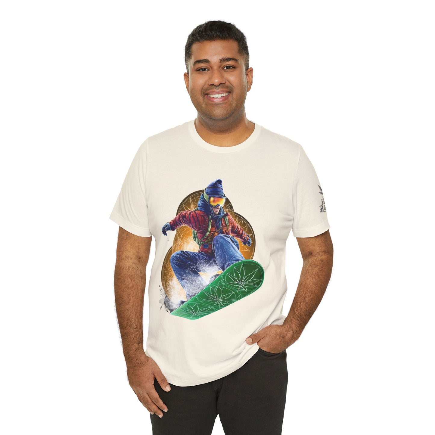 High Roller Snowboard Cannabis T-Shirt - Premium 420 Winter Sports Action Shred Mountain Lifestyle Apparel