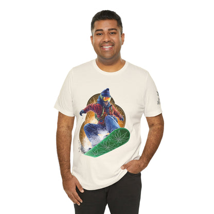 High Roller Snowboard Cannabis T-Shirt - Premium 420 Winter Sports Action Shred Mountain Lifestyle Apparel
