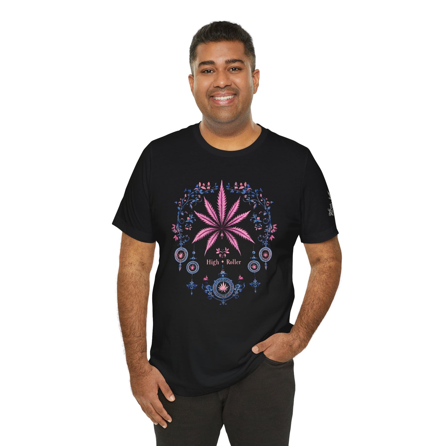 Bohemian Cannabis Mandala Tee - Floral Folk Art Design | High Roller