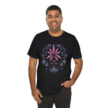 Bohemian Cannabis Mandala Tee - Floral Folk Art Design | High Roller