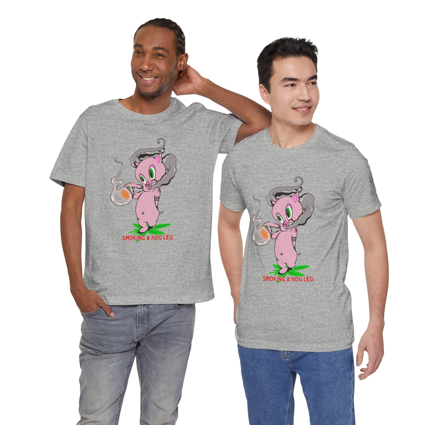 Smoking Hog Leg Pink Pig Tee - Premium Airlume Cotton Cannabis Culture Art