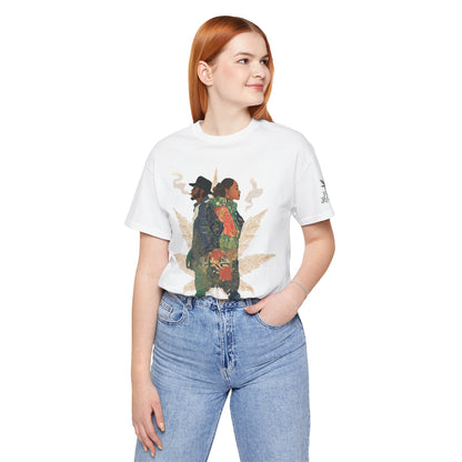 High Roller Back to Back Cannabis T-Shirt - Premium 420 Hip-Hop Duo Golden Leaf Street Culture Partnership Unity Apparel