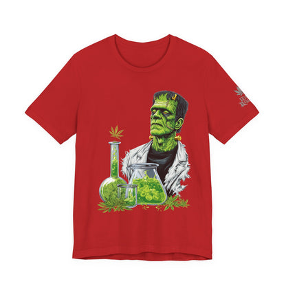 Frankenstein's Laboratory HIGH ROLLER Halloween Cannabis T-Shirt - Premium Monster Scientist 420 Experiment Apparel