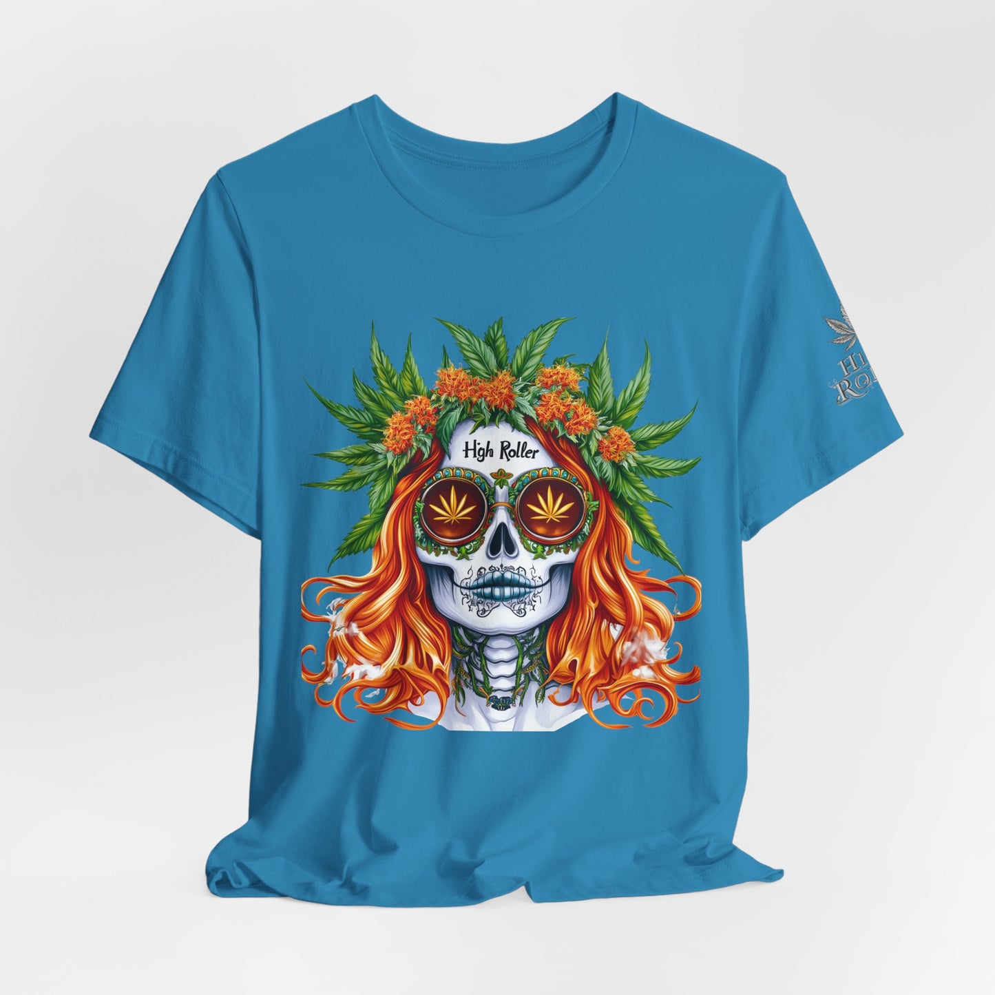 Sugar Skull Cannabis Tee - Day of Dead Art Design | High Roller
