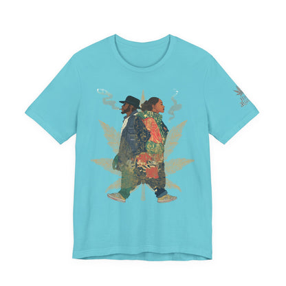 High Roller Back to Back Cannabis T-Shirt - Premium 420 Hip-Hop Duo Golden Leaf Street Culture Partnership Unity Apparel