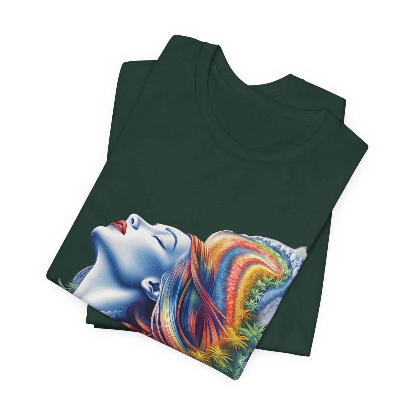 Rainbow Cannabis Goddess Tee - Ethereal Beauty Art Design | High Roller