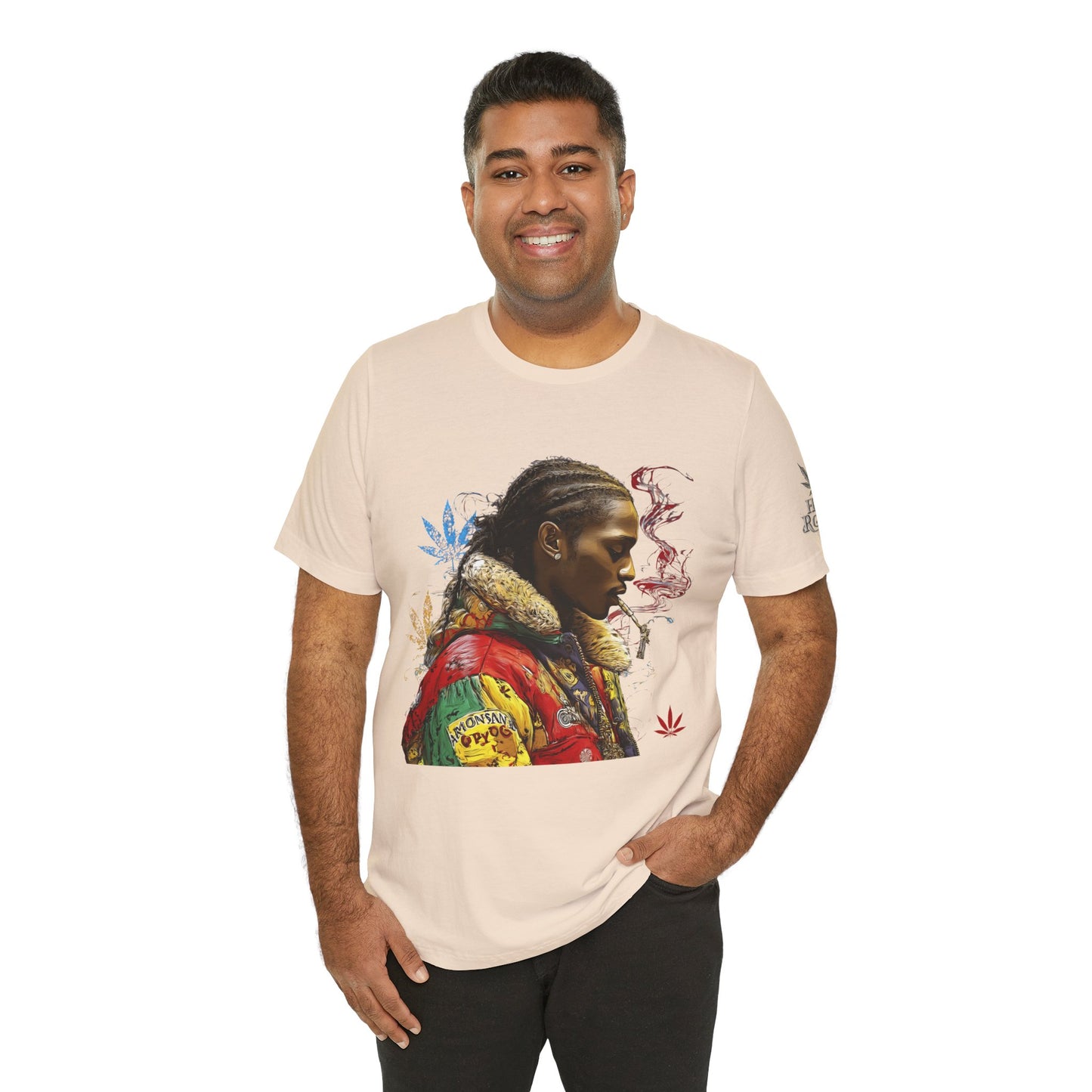 High Roller Profile Smoke Art Cannabis T-Shirt - Premium 420 Hip-Hop Portrait Street Culture Elevated Lifestyle Apparel