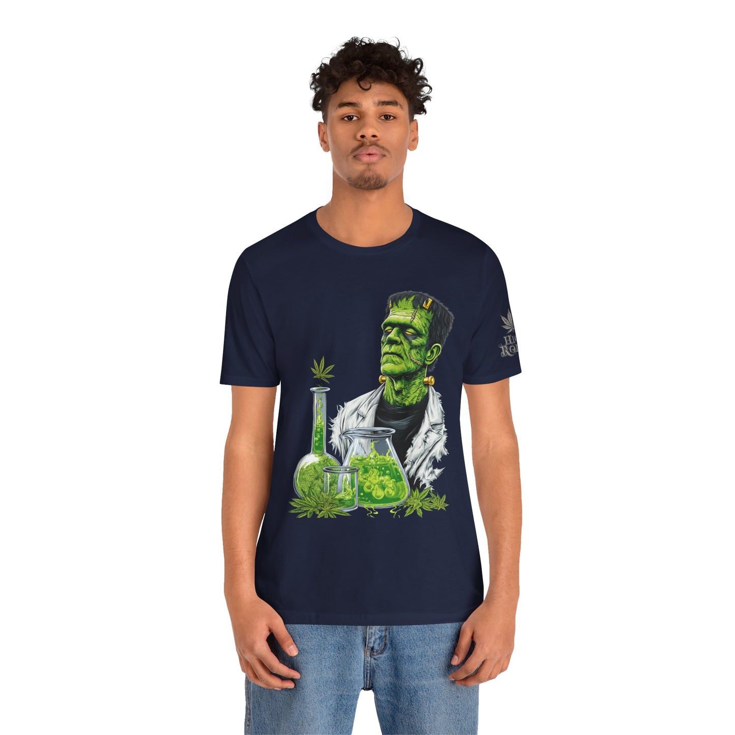 Frankenstein's Laboratory HIGH ROLLER Halloween Cannabis T-Shirt - Premium Monster Scientist 420 Experiment Apparel