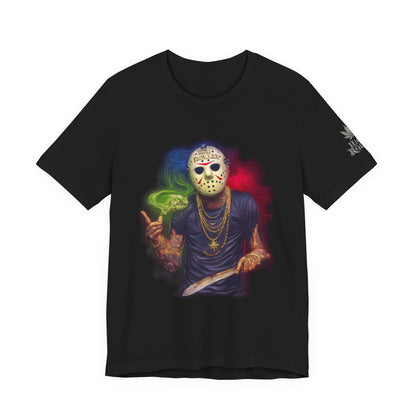 Crystal Lake Kush Jason Cannabis T-Shirt - Premium Horror 420 Black Edition Apparel"