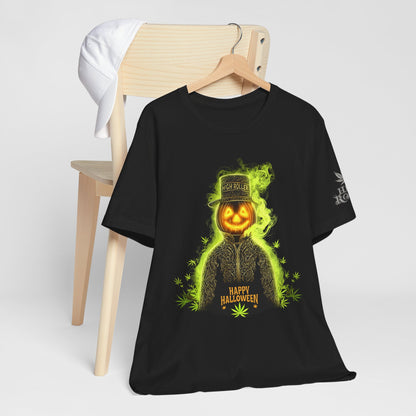 Spectral Pumpkin HIGH ROLLER Halloween T-Shirt - Premium Dark Cannabis Apparel