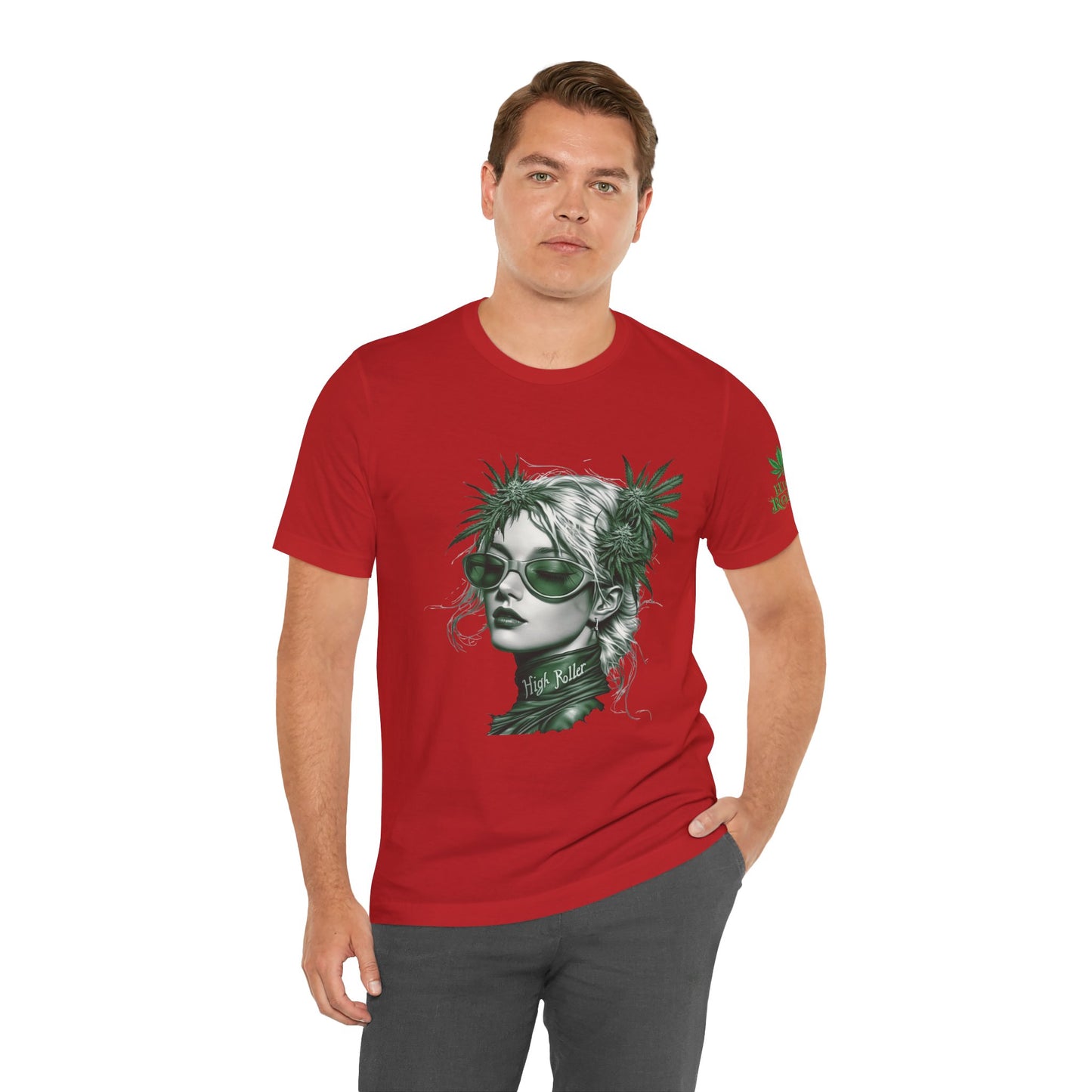 Green Queen T-Shirt - Premium Airlume Cotton Cannabis Crown Portrait Art Tee