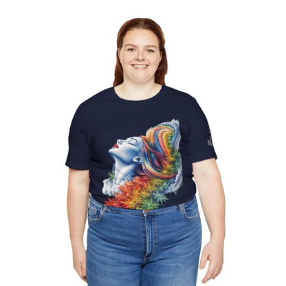 Rainbow Bloom Tee - Premium Airlume Cotton Cannabis Culture Spectrum Goddess Art