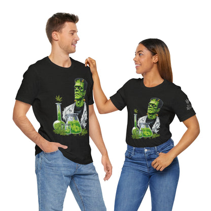 Frankenstein's Laboratory HIGH ROLLER Halloween Cannabis T-Shirt - Premium Monster Scientist 420 Experiment Apparel