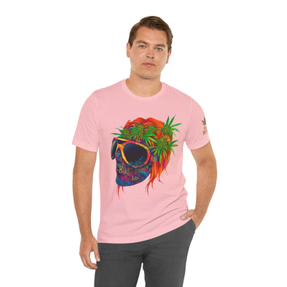 Psychedelic Skull Tee - Premium Airlume Cotton Cannabis Culture Rainbow Skull Art