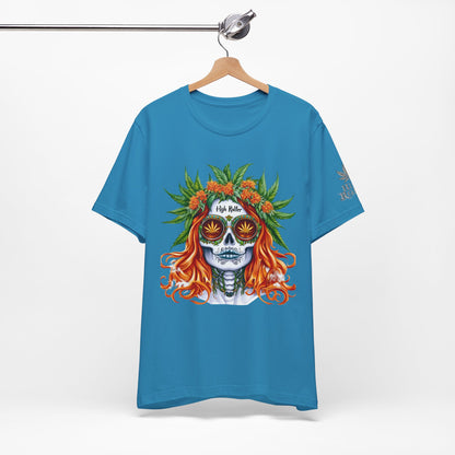 Sugar Skull Goddess Tee - Premium Airlume Cotton Cannabis Culture Day of Dead Art