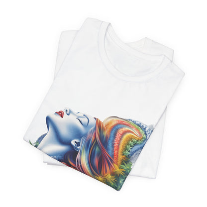 Rainbow Bloom Tee - Premium Airlume Cotton Cannabis Culture Spectrum Goddess Art