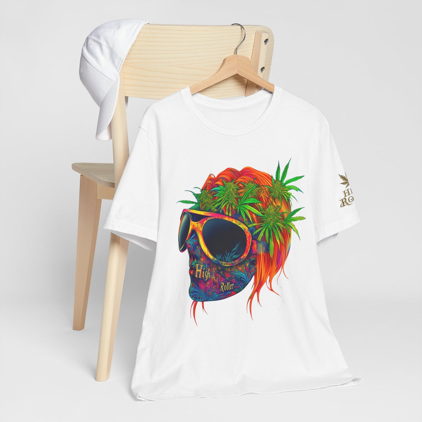 Tropical Cannabis Skull Tee - Paradise Vibes Art Design | High Roller