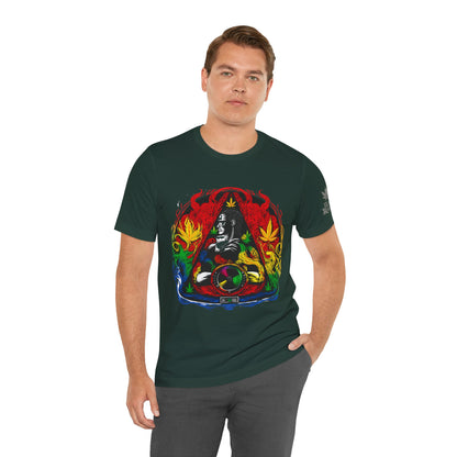 High Roller Sacred Buddha Cannabis T-Shirt - Premium 420 Spiritual Meditation Enlightenment Botanical Artistry Apparel