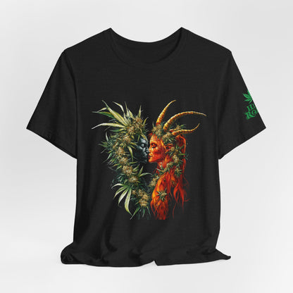 Cannabis Art Dual Face T-Shirt - Premium Unisex Cotton Tee