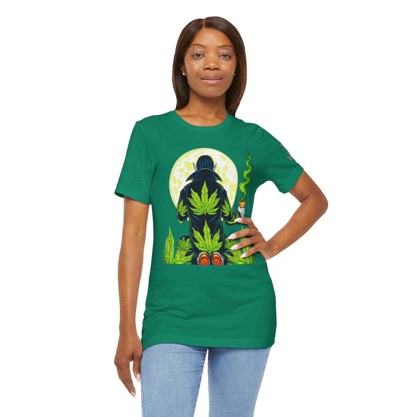 Luxury Gothic Cannabis Vampire T-Shirt - Premium Dark HIGH ROLLER Streetwear - Elevated Nocturnal 420 Fashion