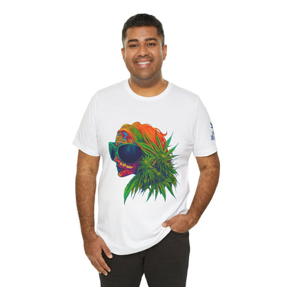 Psychedelic Cannabis Skull Tee - Neon Profile Art Design | High Roller