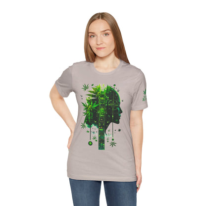 Digital Mind Tee - Premium Airlume Cotton Cannabis Culture Tech Art Matrix Design