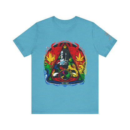 High Roller Sacred Buddha Cannabis T-Shirt - Premium 420 Spiritual Meditation Enlightenment Botanical Artistry Apparel