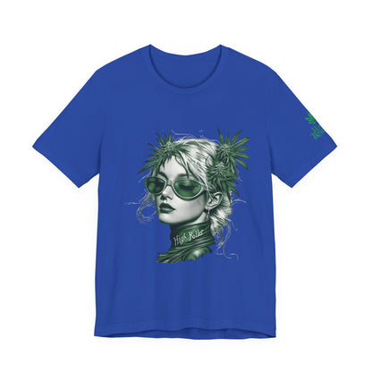 Green Queen T-Shirt - Premium Airlume Cotton Cannabis Crown Portrait Art Tee