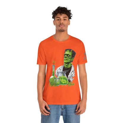 Frankenstein's Laboratory HIGH ROLLER Halloween Cannabis T-Shirt - Premium Monster Scientist 420 Experiment Apparel