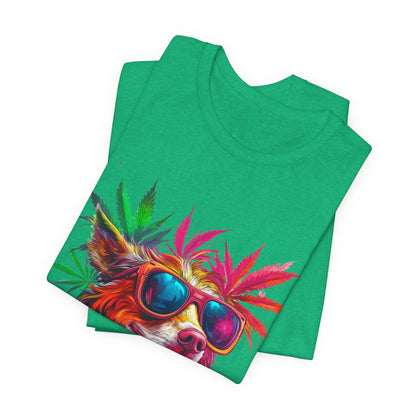 Spectrum Pup Tee - Premium Airlume Cotton Cannabis Culture Psychedelic Dog Art