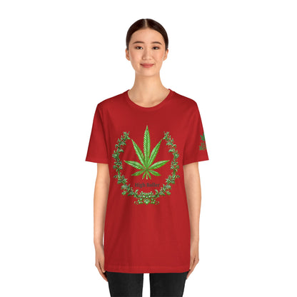 Cannabis Crest Wreath Tee - Botanical Elegance Art Design | High Roller
